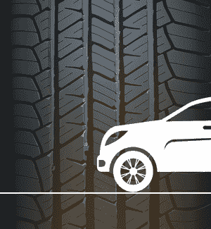 SUV-Piktogramm vor Reifen