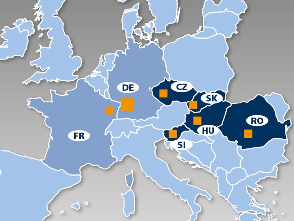 Mapa Európy: obchodné zastúpenie veľkoobchodu s pneumatikami IHLE